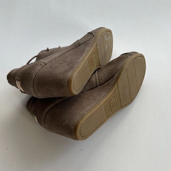 Toms Metallic Desert Wedge Bootie Boot Bronze Lace Up Round Cap Womens S… - Picture 8 of 9